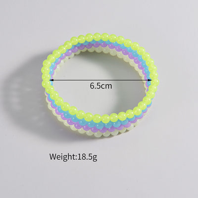 4 Pieces Fashion Luminous Acrylic Multicolor Beaded Stretch Women's Anklet