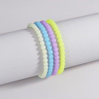 4 Pieces Fashion Luminous Acrylic Multicolor Beaded Stretch Women's Anklet