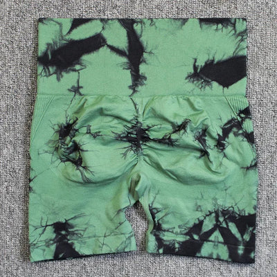 Seamless Tie Dye Sport Shorts for Women Summer Elastic Scrunch High Waist Push up Tummy Control Gym Fitness Workout Yoga Shorts