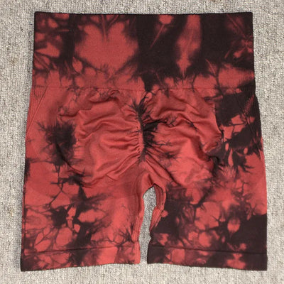 Seamless Tie Dye Sport Shorts for Women Summer Elastic Scrunch High Waist Push up Tummy Control Gym Fitness Workout Yoga Shorts